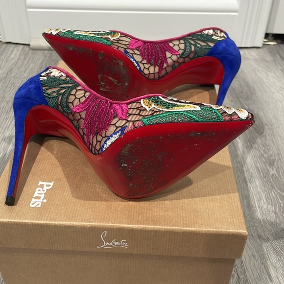 Christian Louboutin Follies Lace 100 Flora Pumps Size 38 - Picture 8 of 8